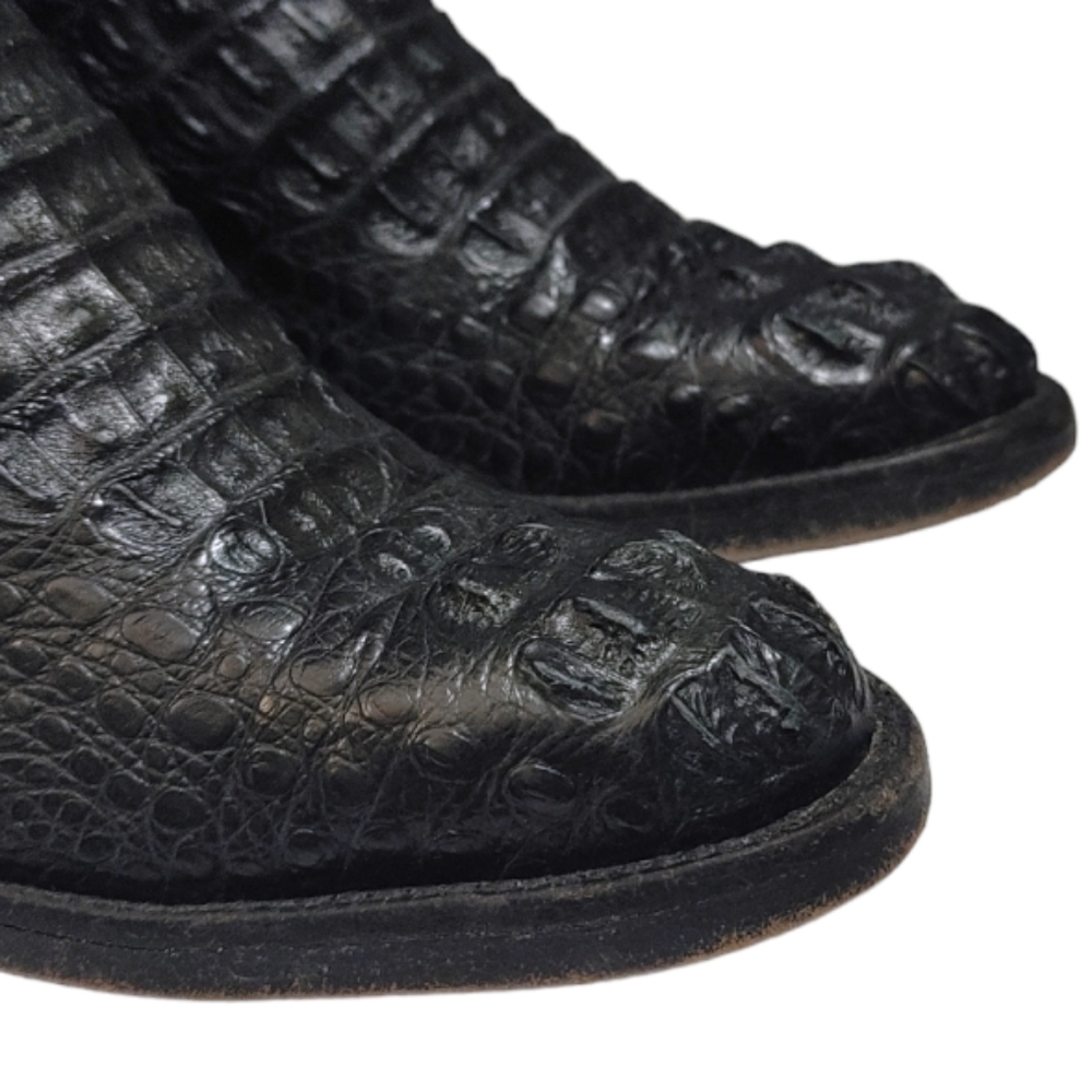 Black Jack Black Caimen Belly Leather Classic Western Cowboy Boots Mens Size 6 - Picture 9 of 15